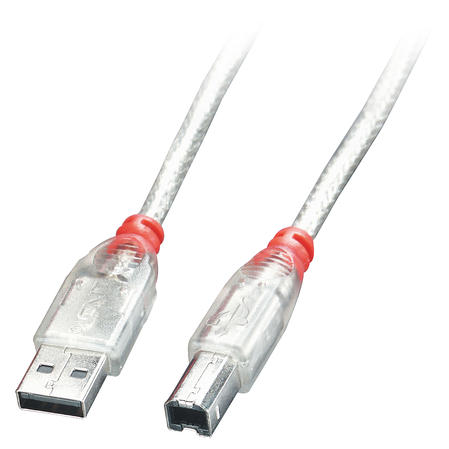LINDY USB 2.0 Kabel Typ A/B, transparent, 0,5m  Typ A/B M/M