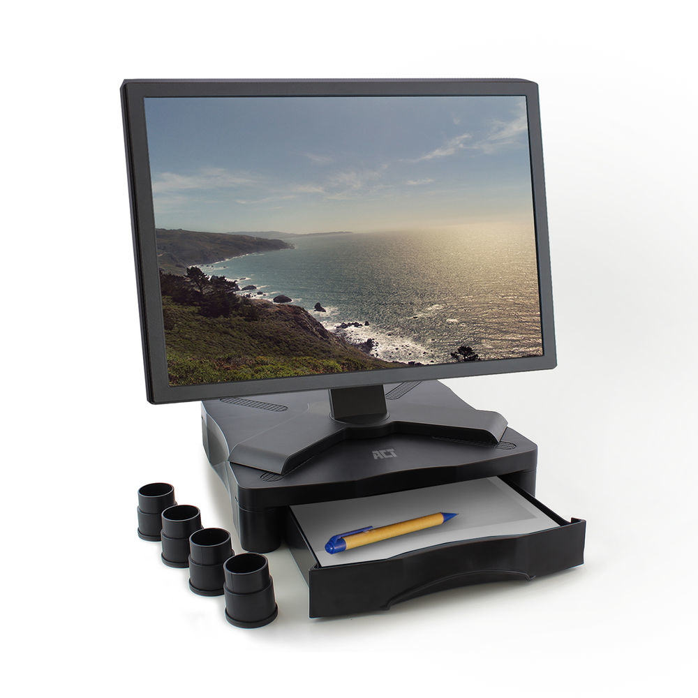ACT AC8200 Monitorständer mit Schublade 17" Schwarz