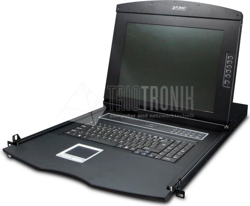 PLANET 43,20cm (17") 16-Port Combo VGA LCD Tastatur/Video/Maus (KVM)-Switch Rack-Einbau Schwarz (KVM-210-16M)