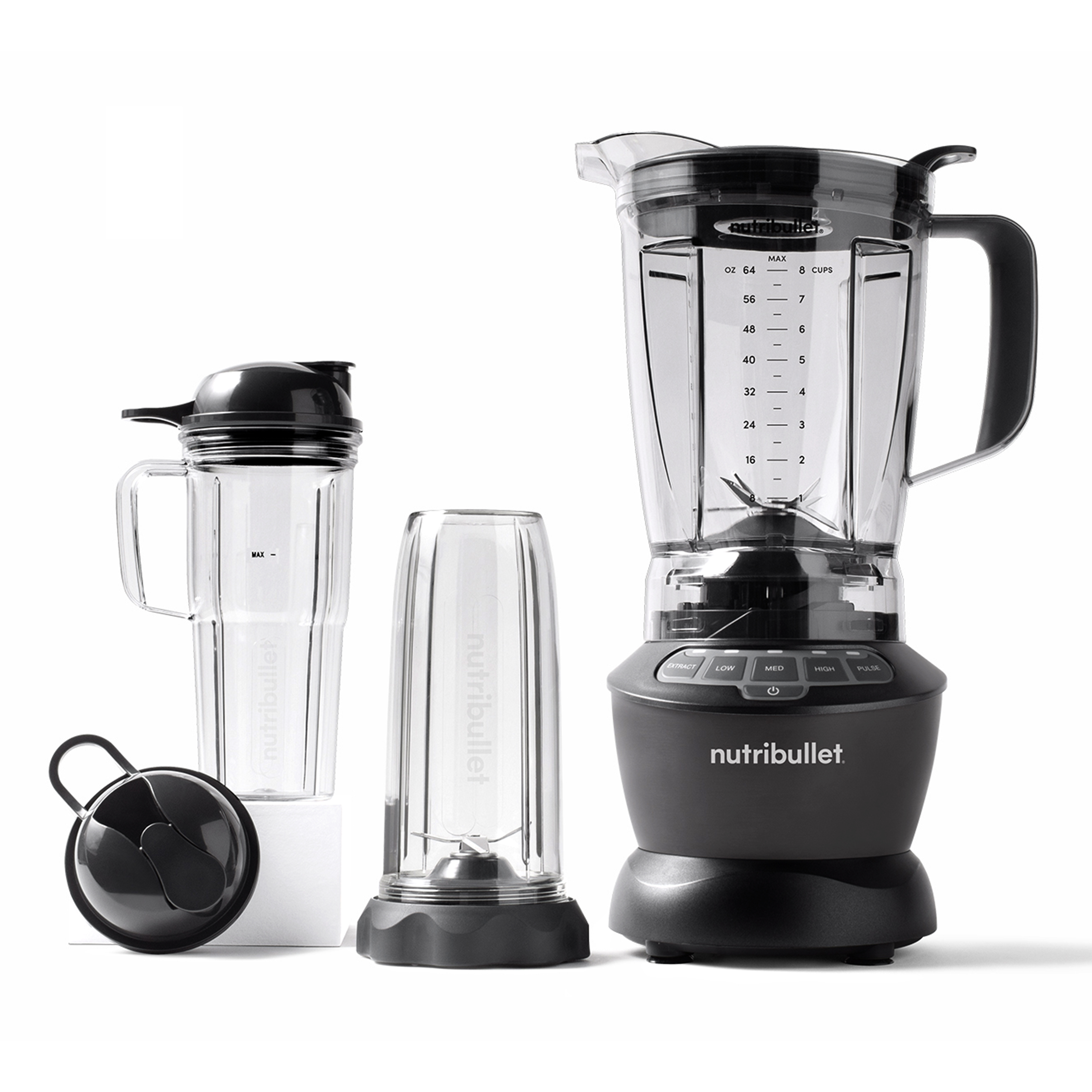 NutriBullet Magic Bullet Blender Combo NBF500DG Standmixer 1,89 l 1200 W Dunkelgrau