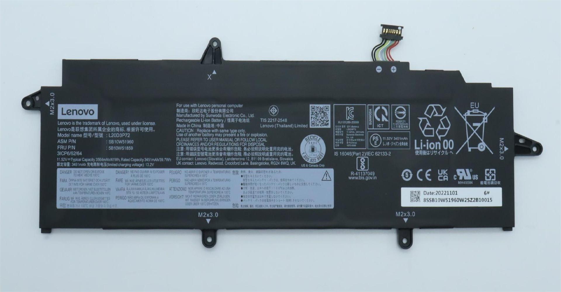 Lenovo Battery Internal 3 Cell 41Wh LiIon (5B10W51859)