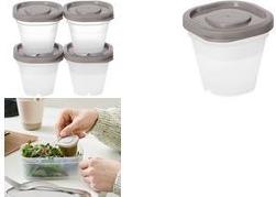 smartstore Frischhaltedose "Fresh", 4 x 50 ml Dose: transparent / Deckel grau, zu 80% aus biobasiertem - 1 Stück (791770)