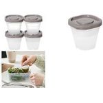 smartstore Frischhaltedose "Fresh", 4 x 50 ml Dose: transparent / Deckel grau, zu 80% aus biobasiertem - 1 Stück (791770)