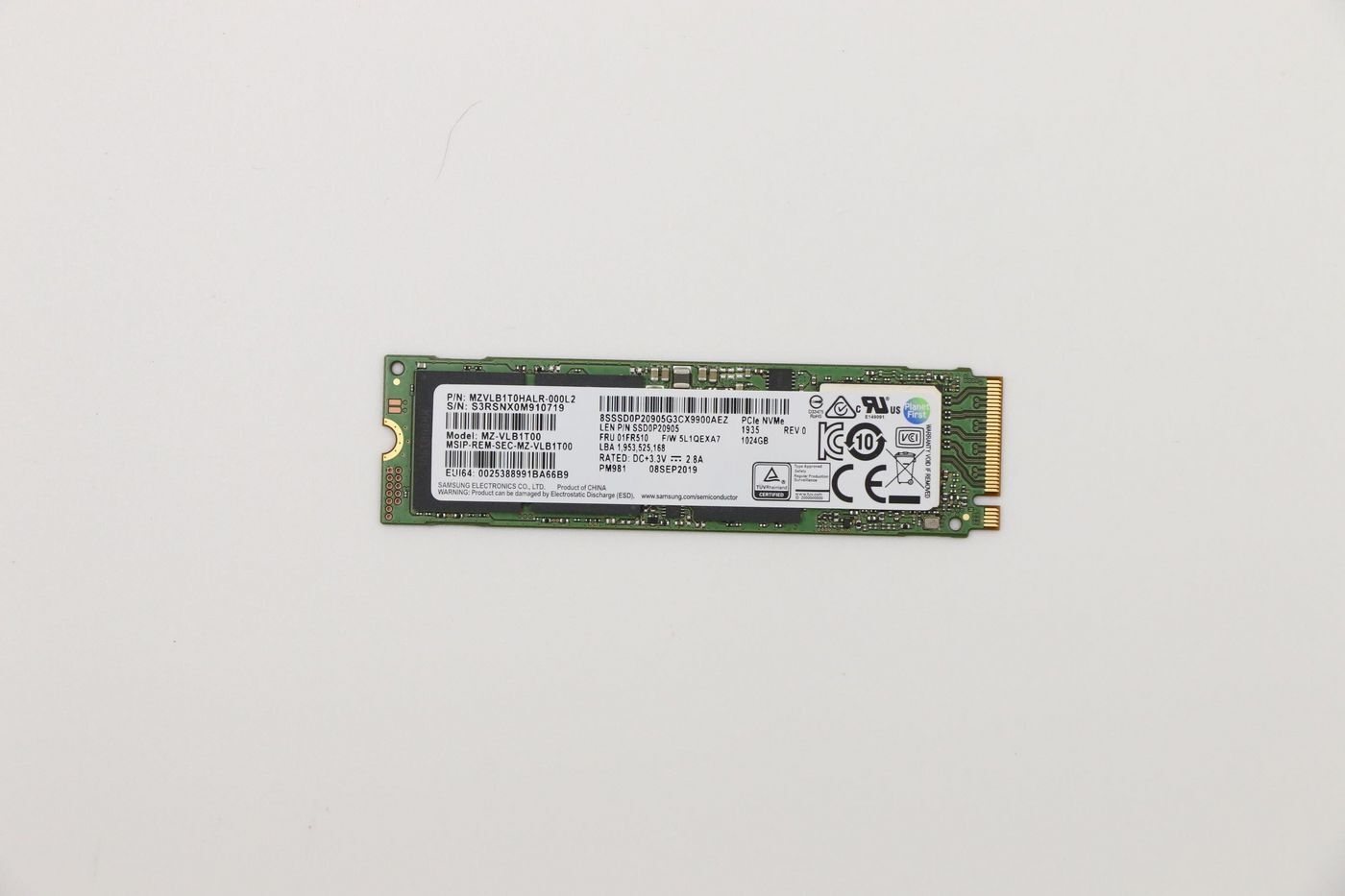 Lenovo SSD 1TB PM981 PCIe M.2 (FRU01FR510)