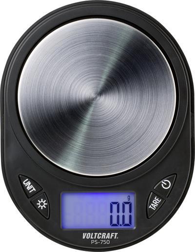 VOLTCRAFT PS-750 Taschenwaage Wägebereich (max.) 750 g Ablesbarkeit 0.1 g batteriebetrieben Schwarz (PS-750)