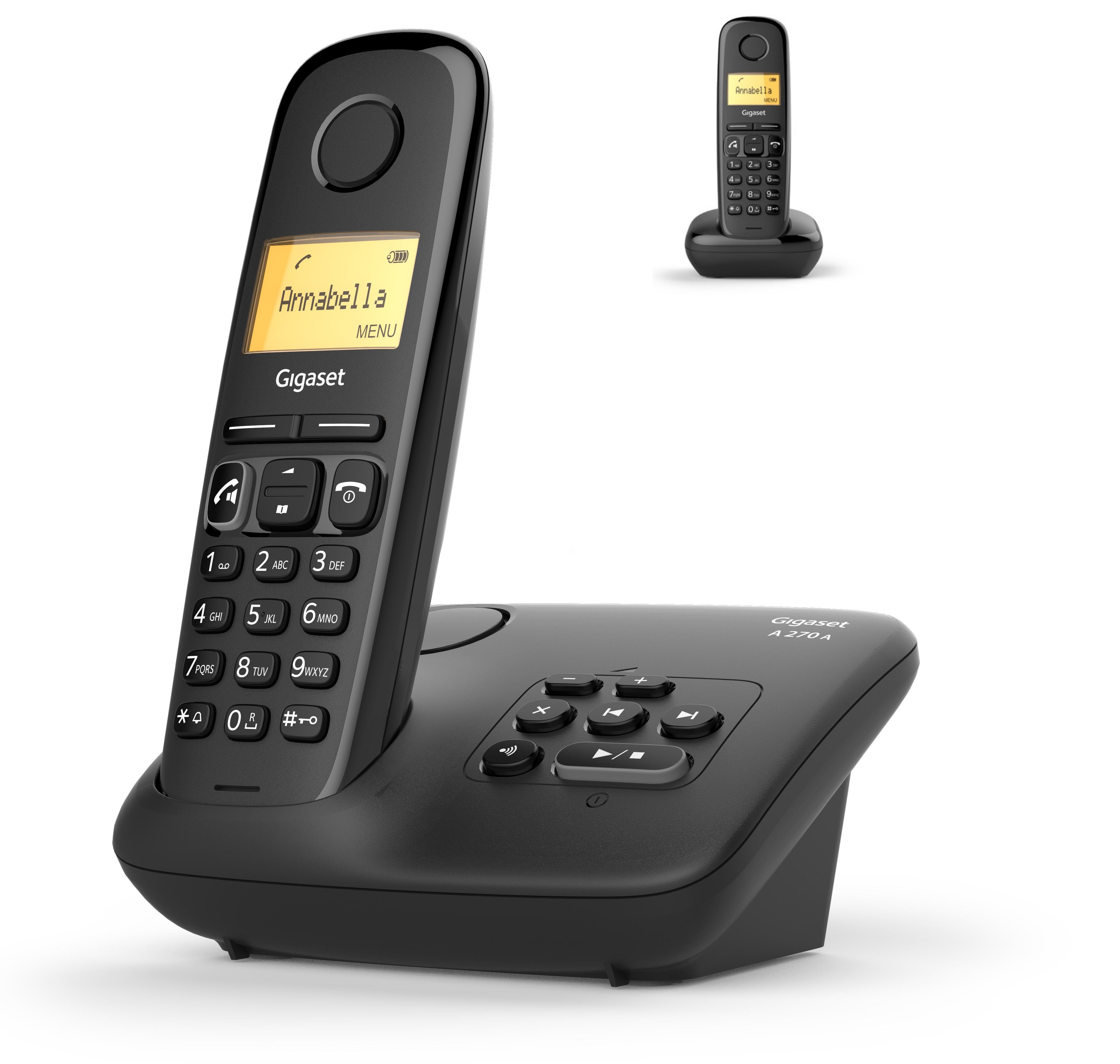 Gigaset A270A Duo Schnurlostelefon mit Anrufbeantworter DECT/GAP Schwarz