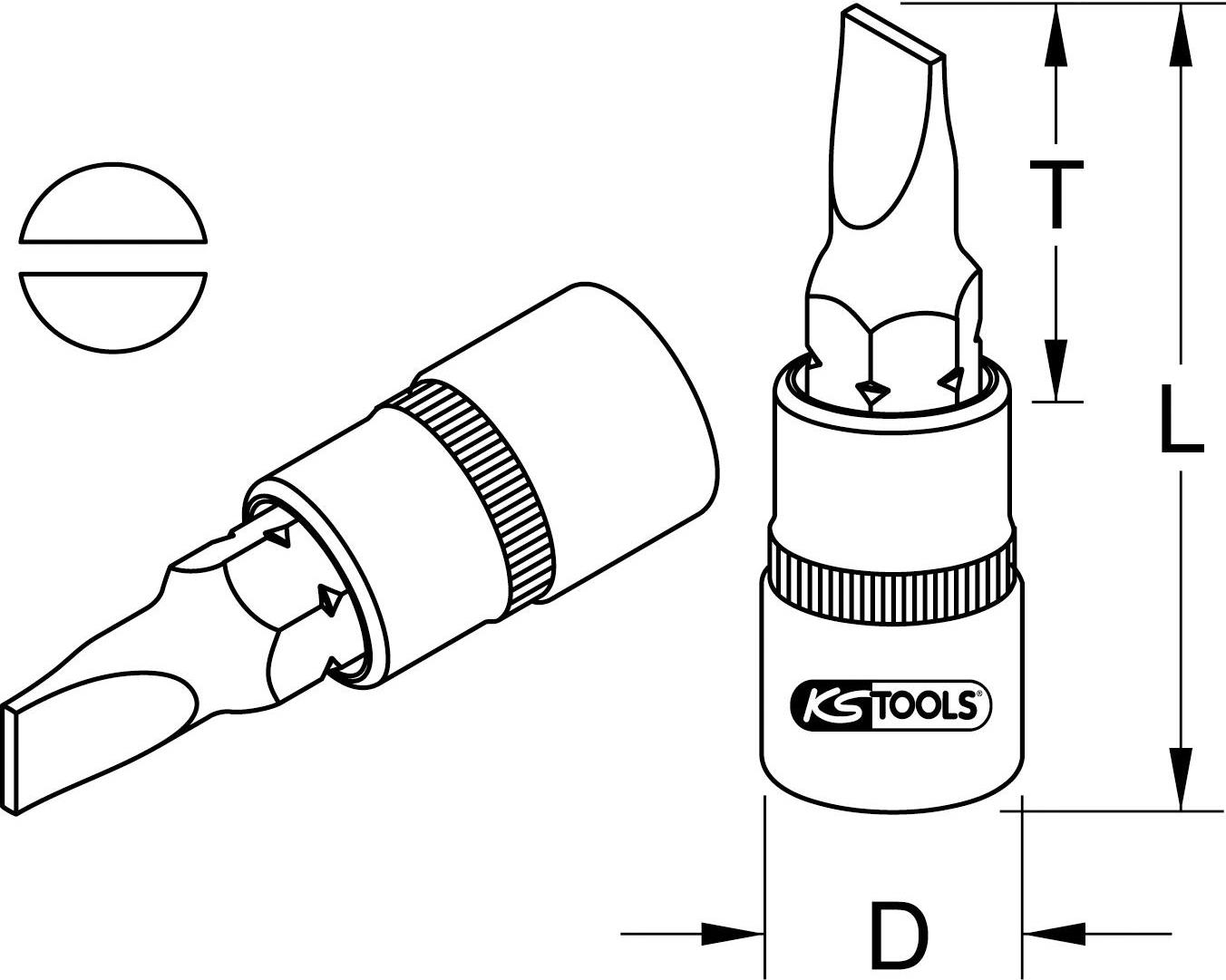 KS TOOLS Werkzeuge-Maschinen GmbH 1/2" Bit-Stecknuss Schlitz, 7mm (917.5343)