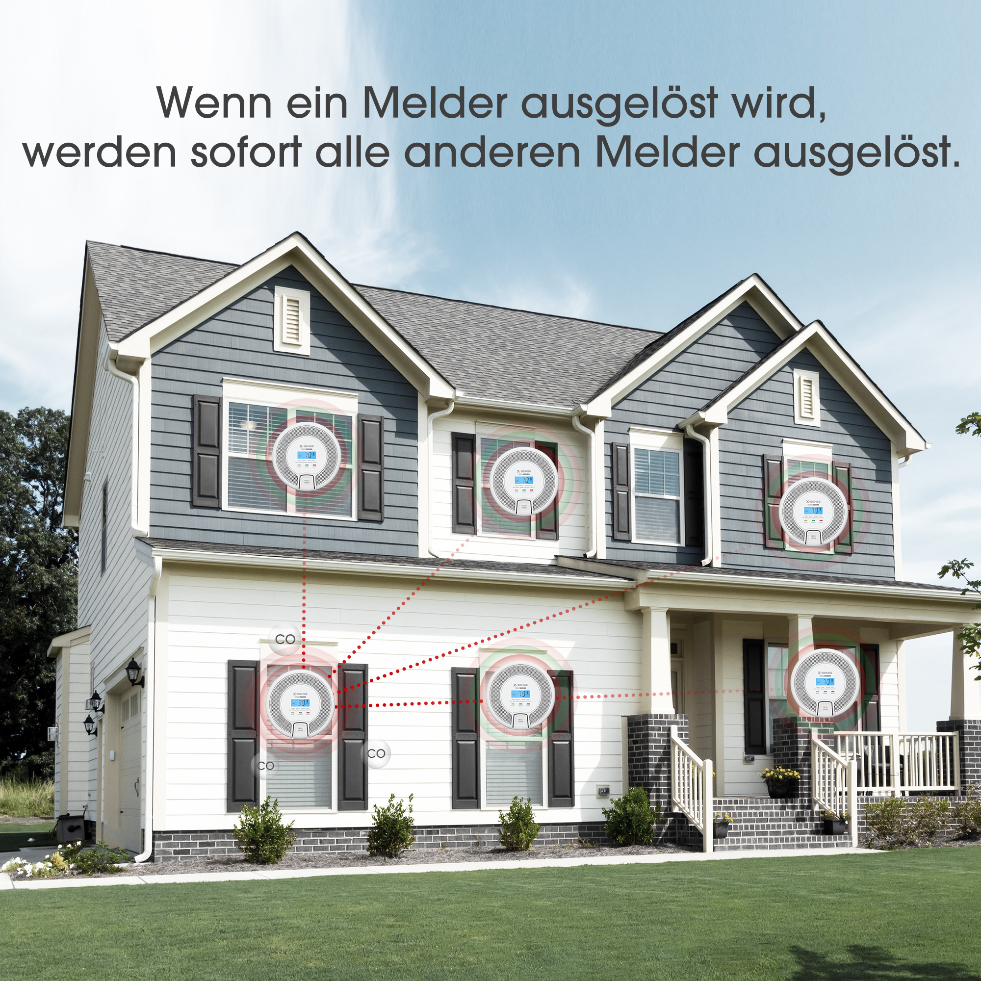 X-Sense CO03D-W Funkvernetzter Kohlenstoffmonoxid-Melder Weiß/Grau