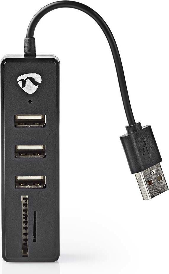 Nedis USB-Hub | USB-A Stecker | USB-A Buchse | 3-Port port(s) | Stromversorgung über USB | SD & MicroSD / 3x USB (UHUBCU2340BK)