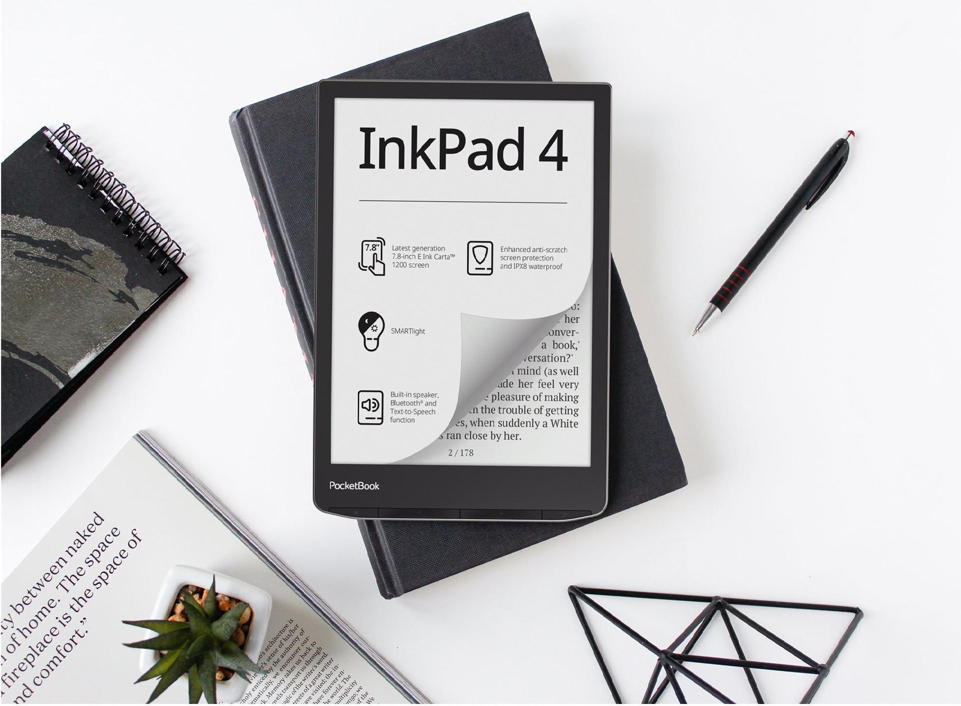 PocketBook InkPad 4 7,8" E Ink Carta 1200 eBook-Reader 32 GB WLAN Bluetooth USB-C Stardust Silver