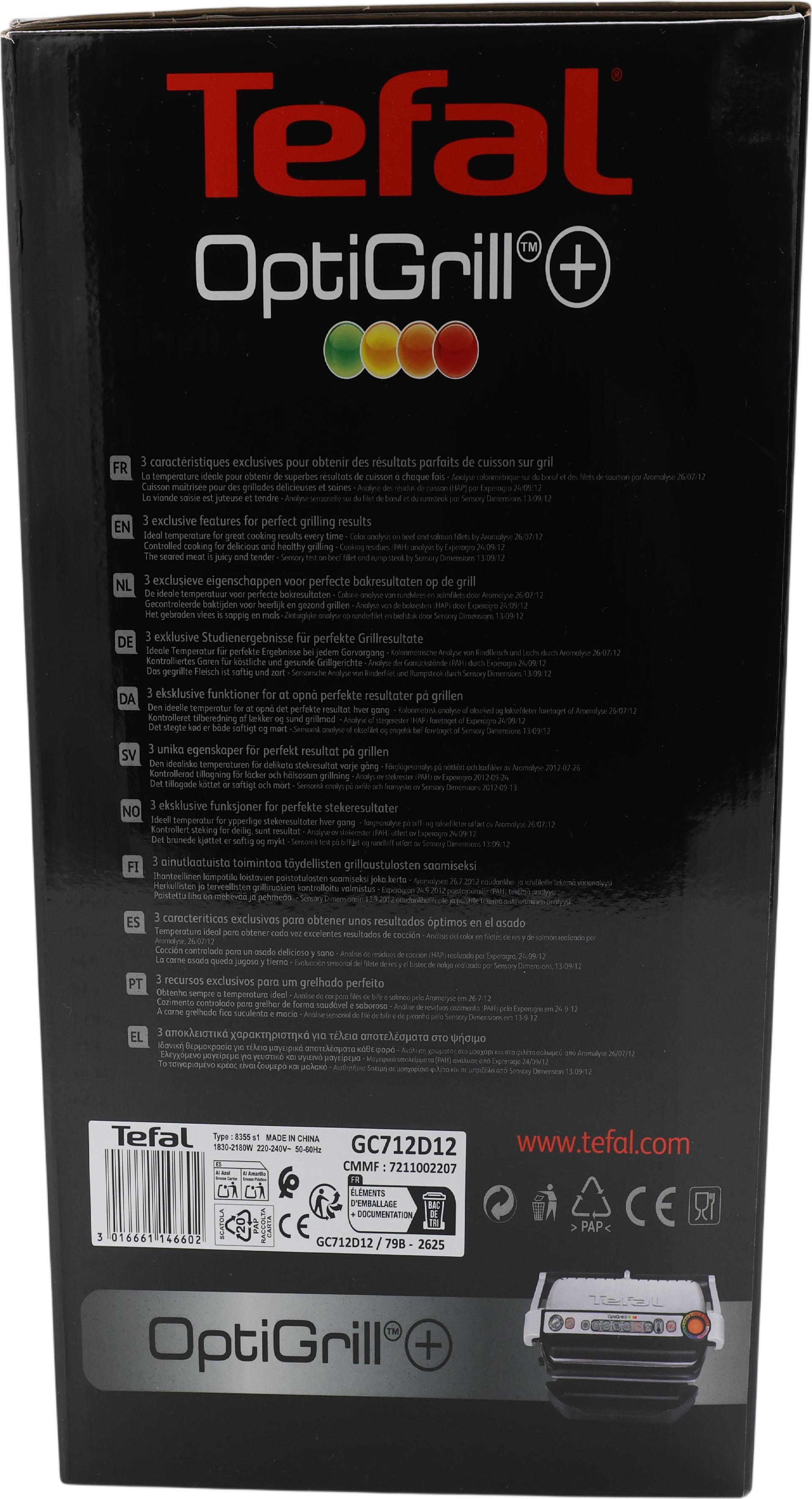 Tefal OptiGrill+ GC712D Kontaktgrill 2000W Silber