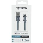 PowerRay Data Cable PR-DCUL120TGY, USB / LIGHTNING MFi, 1.2 m, Textile grey, Blister (PR-DCUL120TGY)