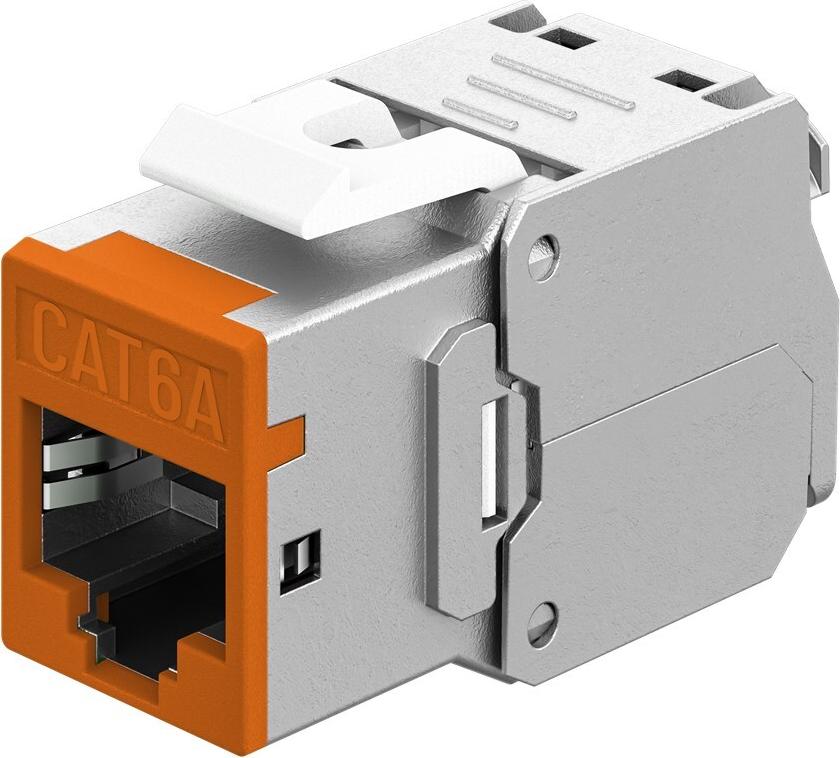 Goobay Keystone-Modul RJ45 CAT 6A, STP, Slim, orange (77947)