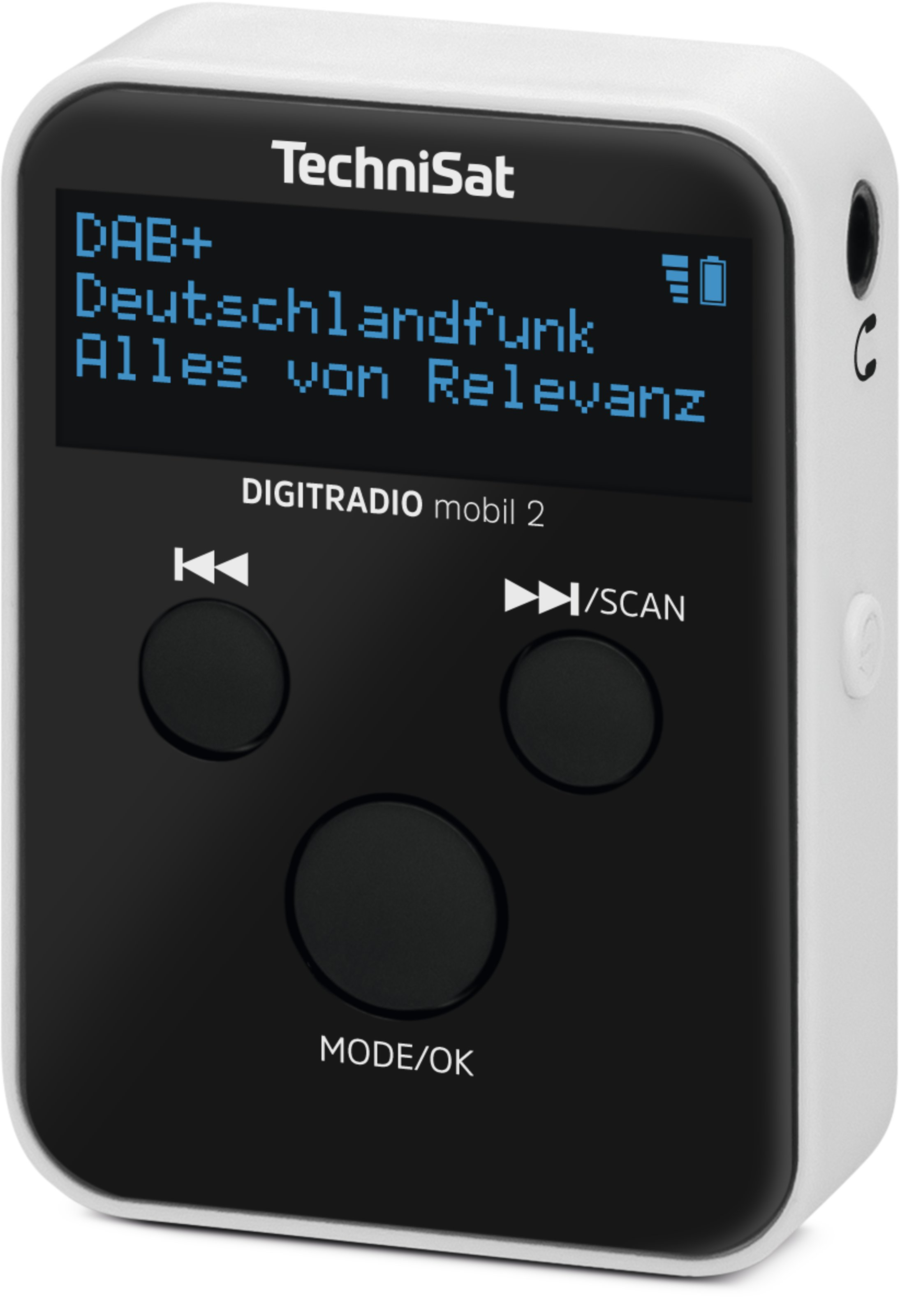TechniSat DigitRadio mobil 2 Taschenradio DAB+ UKW RDS 0,91" OLED Schwarz, Weiß