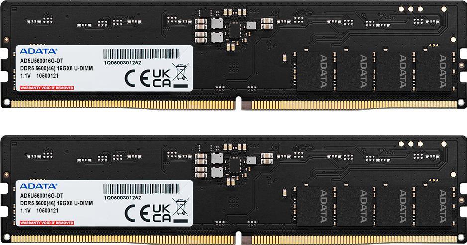 ADATA DDR5 5600 U-DIMM Speichermodul 32 GB 2 x 16 GB 5600 MHz ECC (AD5U560016G-DT)
