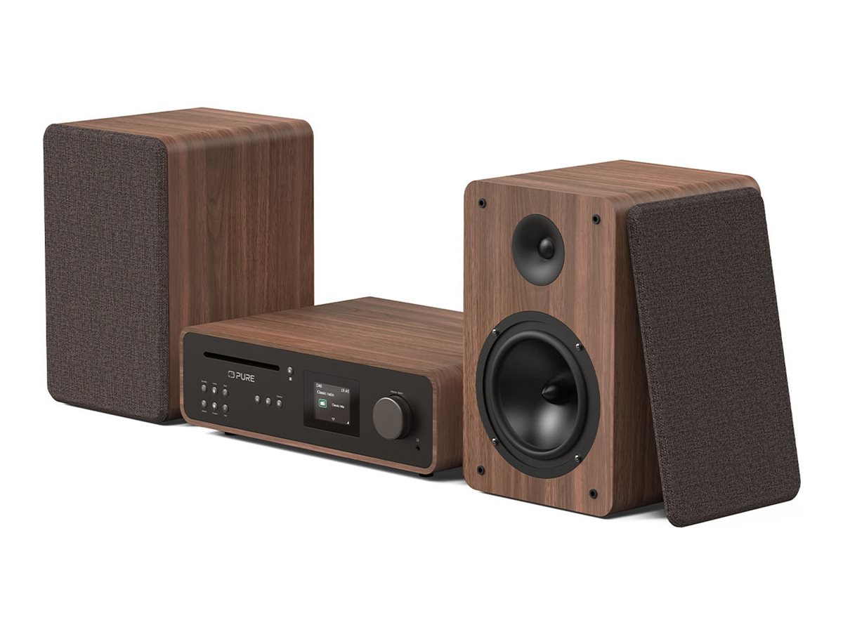 Pure Classic Stereo HiFi-Audiosystem 100W DAB+ Bluetooth WLAN CD Coffee Black, Nußbaum