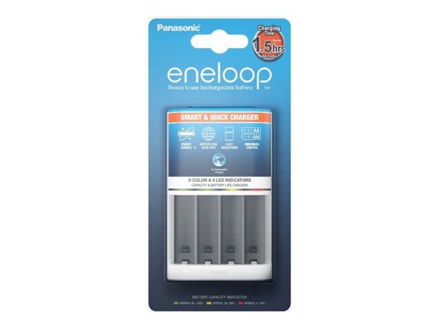 Panasonic eneloop Smart & Quick BQ-CC55 Batterieladegerät für 4x AA/AAA Weiß