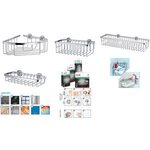 tesa Duschkorb ALUXX S, viereckig, Aluminium verchromt rostfrei, wasserbeständig, runde Wandplatten, Befestigung - 1 Stück (40207-00000-00)