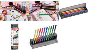 STABILO Fasermaler Pen 68, 10er Click Set Kunststoff-Federmäppchen und Tischset in Einem, ideal - 1 Stück (6810-7)