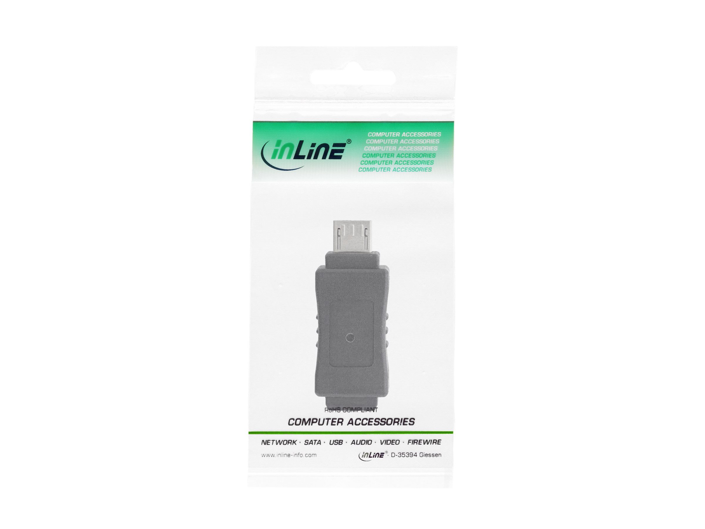 InLine Micro-USB Adapter Micro-B Stecker an 5-polige Mini-USB-Buchse Schwarz
