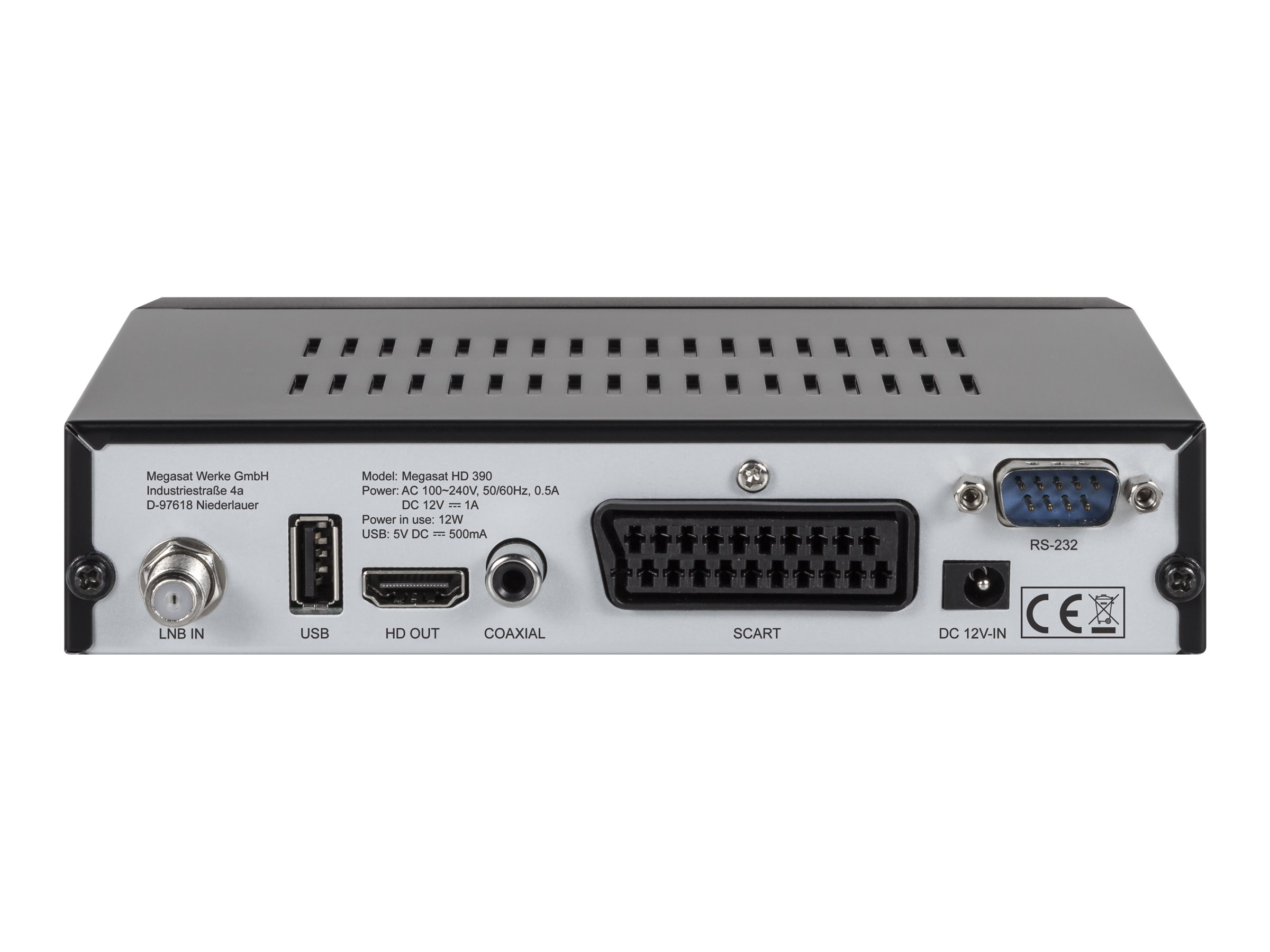 Megasat HD 390 Satelliten-TV-Empfänger Schwarz