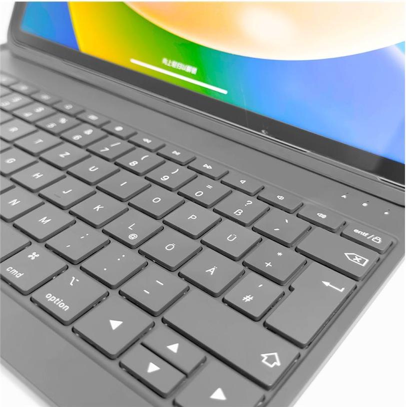DEQSTER Slim Pro Tastatur und Foliohülle für iPad 10,9" Bluetooth QWERTZ Grau