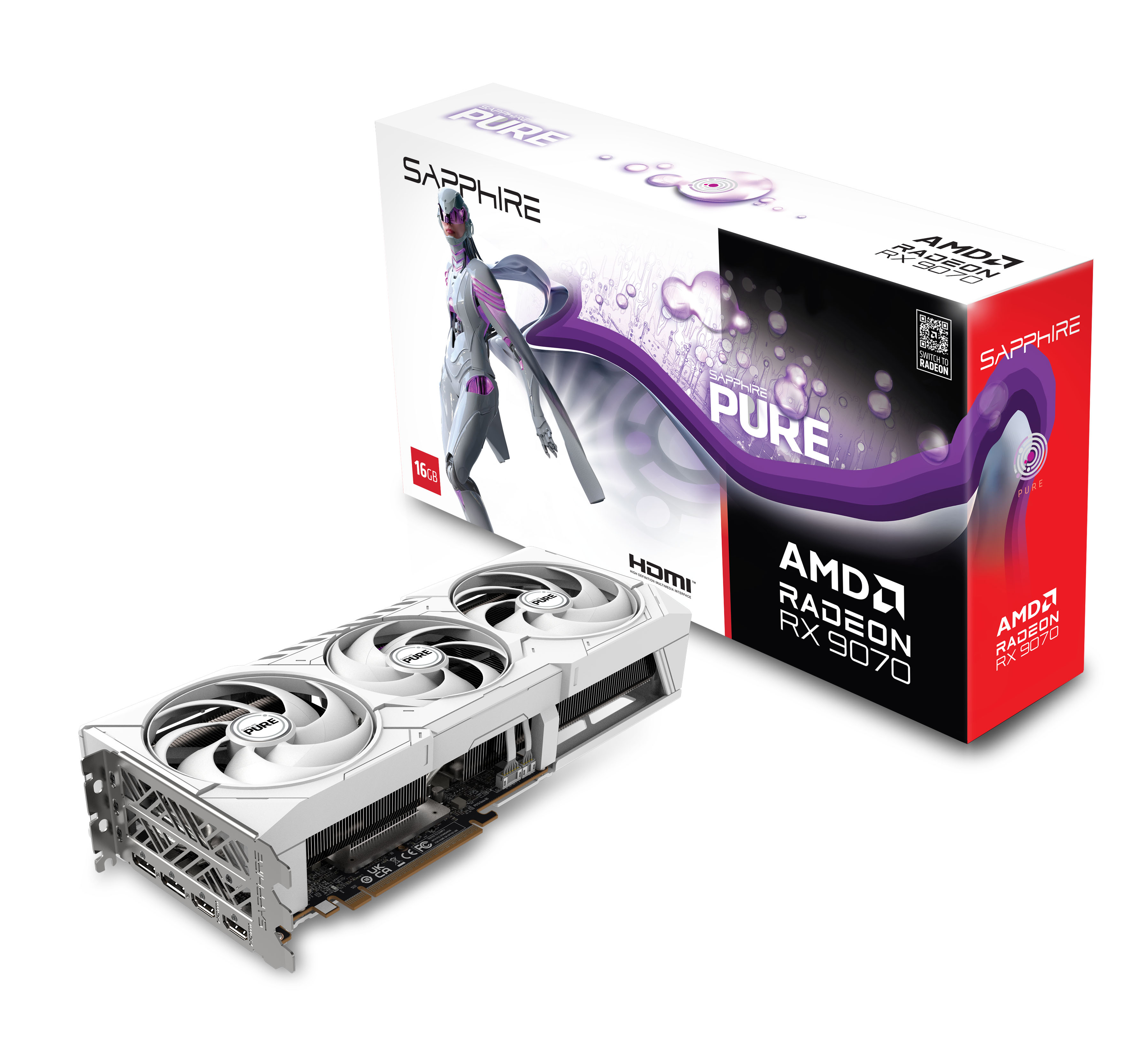 Sapphire Pure Radeon RX 9070 16 GB GDDR6 Grafikkarte Weiß