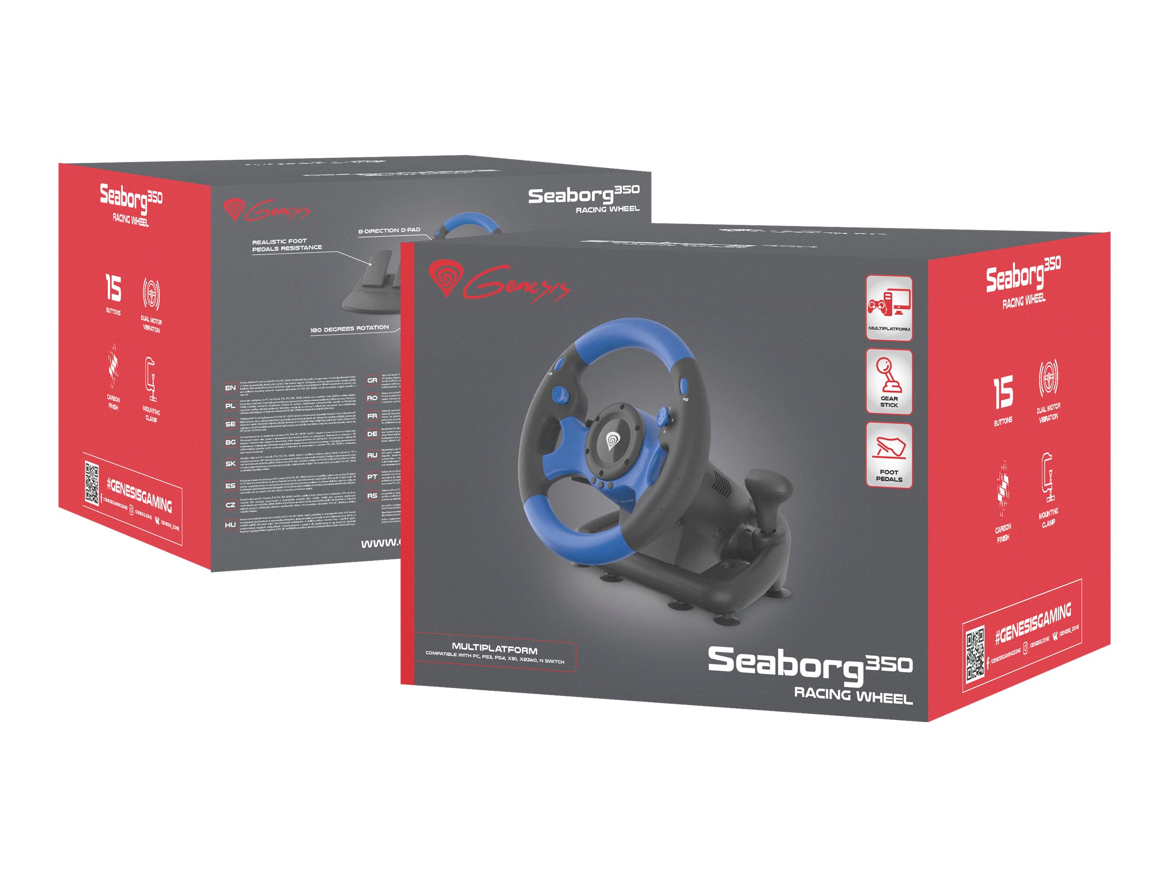Natec Genesis Seaborg 350 Lenkrad- und Pedale-Set Schwarz, Blau