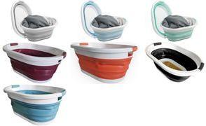 Linden Berg Wäschekorb, faltbar, 36 Liter, blau/weiß Gehäuse aus Polypropylen, farbige Einsätze aus flexiblem - 1 Stück (1076)