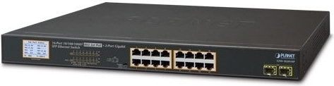 Assmann/Digitus 16Port 10/100/1000T PoE Switch 16-Port 10/100/1000T 802.3at PoE Switch + 2 Port Gigabit SFP and LCD Monitor for PoE, 300 Watts (GSW-1820VHP)