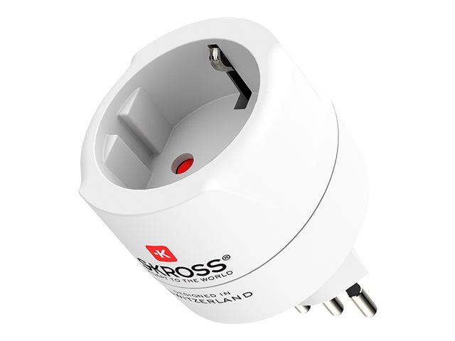SKROSS Reiseadapter Europe to Switzerland + Italy + Brazil Weiß