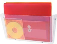 deflecto Wandprospekthalter "DocuPocket", DIN A4 quer aus starkem, bruchsicherem Kunststoff, glasklar, ideal - 1 Stück (63201)