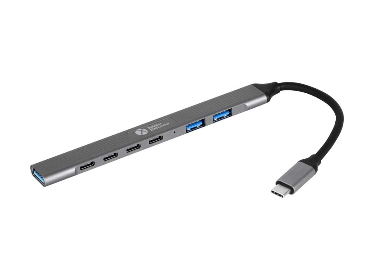 Bakker Elkhuizen BNECHUB3A4C 7-in-1 USB-C Hub Schwarz, Dunkelgrau