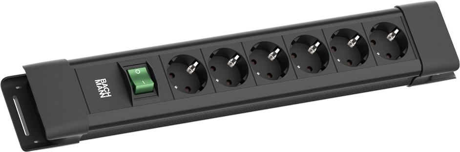 Bachmann CONNECTUS 6xCEE7/3 1xSchalter 2.0m CEE7/7 Schwarz (BM005912)