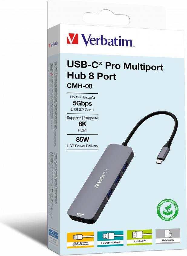 VERBATIM USB-C Pro Multiport Hub 8 Port CMH-08