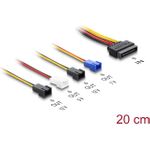 Delock Stromversorgungskabel SATA 15 Pin Stecker zu 4 x 2 Pin Lüfter (12 V / 7 V / 5 V) 20 cm (80656)