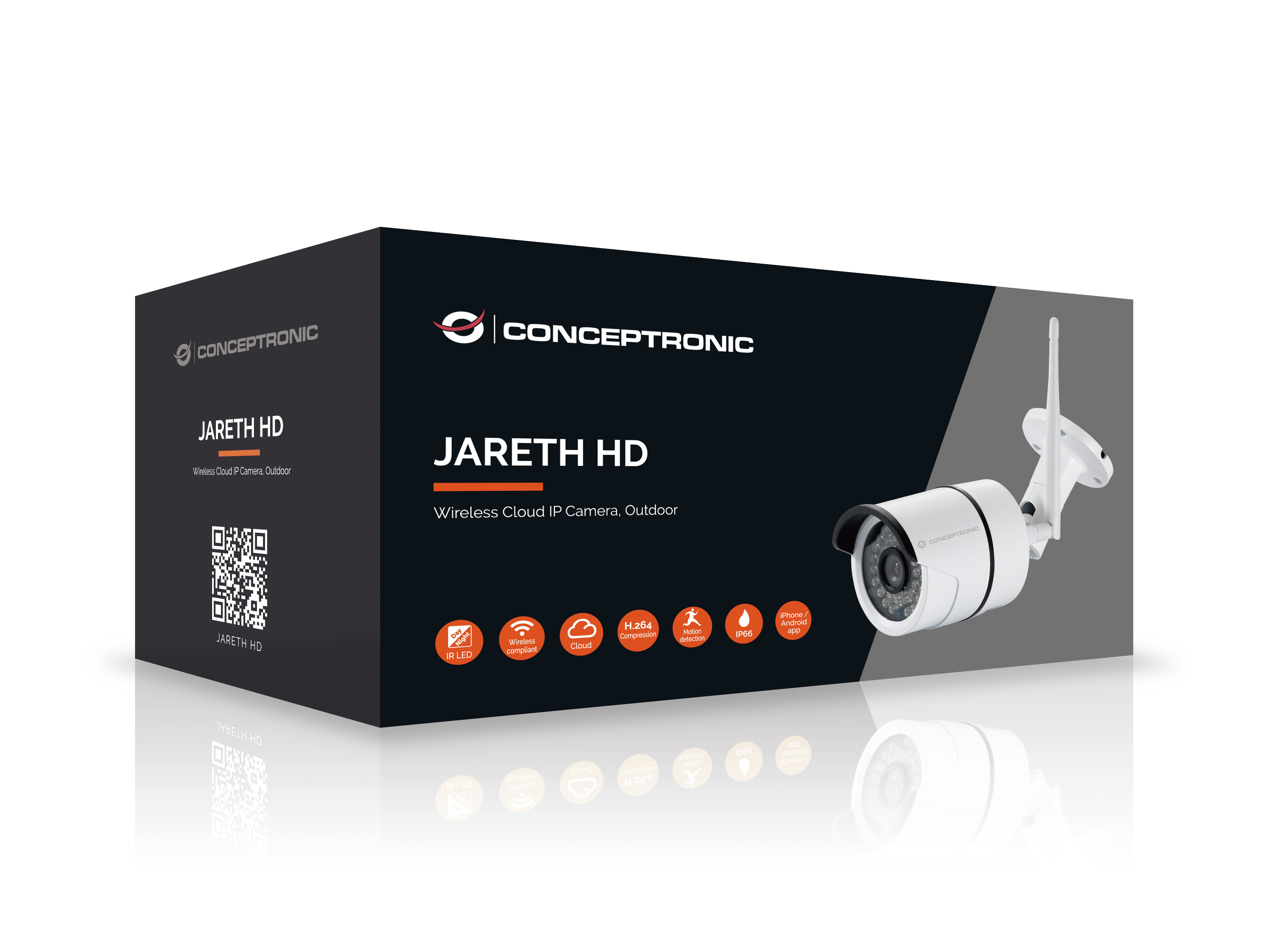 Conceptronic JARETH HD Wireless Cloud IP Kamera Outdoor 720p H.264 Weiß