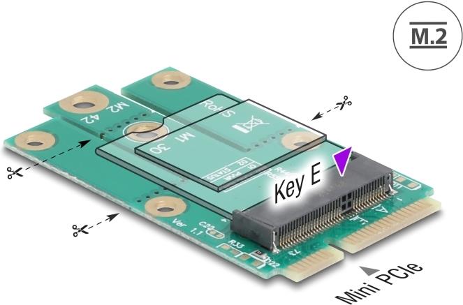 Delock 64338 - Adapter Mini PCIe Stecker> M.2 Key E Slot (64338)