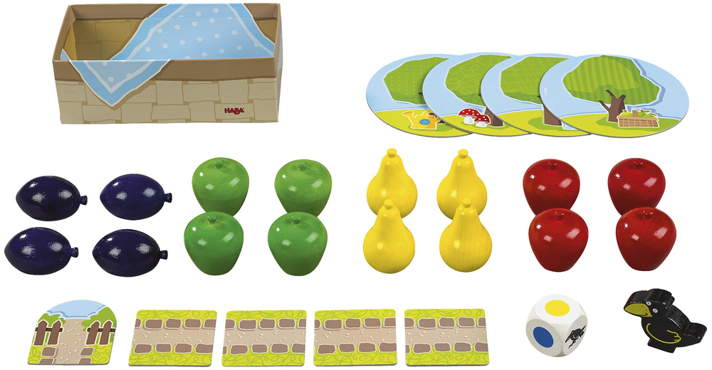 HABA Meine Ersten Spiele – Erster Obstgarten, Kooperatives Farbwürfelspiel ab 2 Jahren, Mehrfarbig