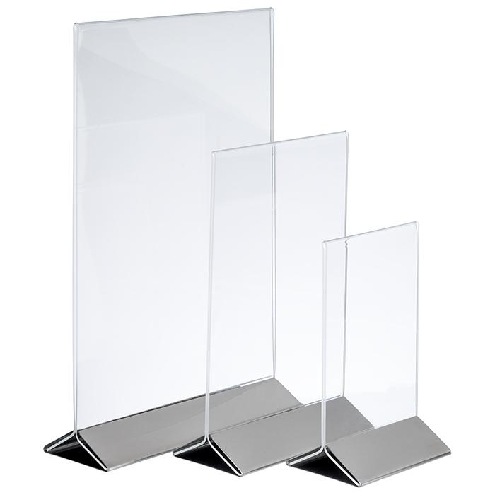 APS Tischaufsteller DIN A6 Edelstahl, Transparent