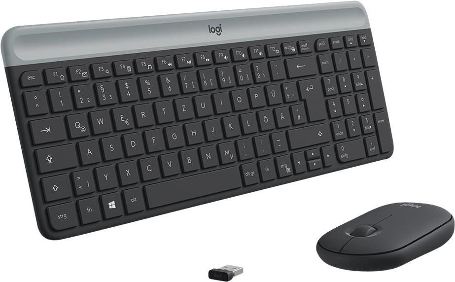 Logitech MK470 Slim Wireless Combo Kabelloses Tastatur- und Maus-Set QWERTZ Deutsch Graphit