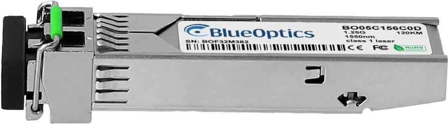 Kompatibler Hirschmann 943 049-001 BlueOptics BO05C156C0D SFP Transceiver, LC-Duplex, 1000BASE-ZX, Singlemode Fiber, 1550nm, 120KM, DDM, 0°C/+70°C (943 049-001-BO)