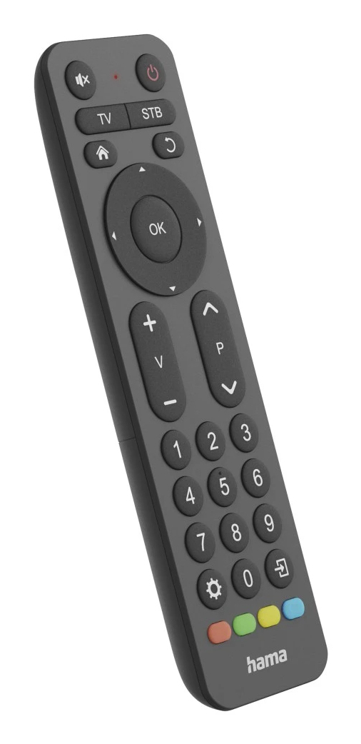 Hama Universal-Fernbedienung TV Infrarot für 2 Geräte große Tasten Schwarz