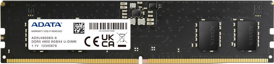 ADATA - DDR5 - Modul - 8 GB - DIMM 288-PIN - 4800 MHz / PC5-38400 - CL40 - 1.1 V - ungepuffert - on-die ECC - Schwarz