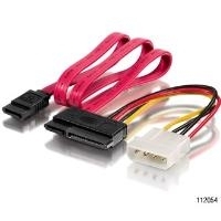 equip Serial ATA Kabel mit Spannungsversorgung 15 + 7 Pol SATA Kupplung 0,15 m auf 7 Pol SATA Kupplung + (112054)