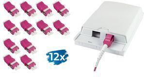 LogiLink LWL Kupplung-Set, 2x LC Duplex, ohne Flansch violett (OM4), 2x LC Duplex Kupplung, SC-Simplex Ausbruch, - 1 Stück (FA03LC9)