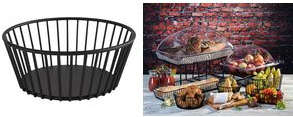 APS Brot- und Obstkorb URBAN, rund, Durchmesser: 170 mm aus schwarzem Metall, Durchmesser: 170 mm, Höhe: 70 mm - 1 Stück (30410)