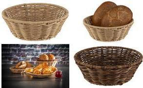 APS Brotkorb COVE, rund, Durchmesser: 200 mm, beige aus Polypropylen, mit Edelstahldraht im Rand und Boden - 1 Stück (40340)