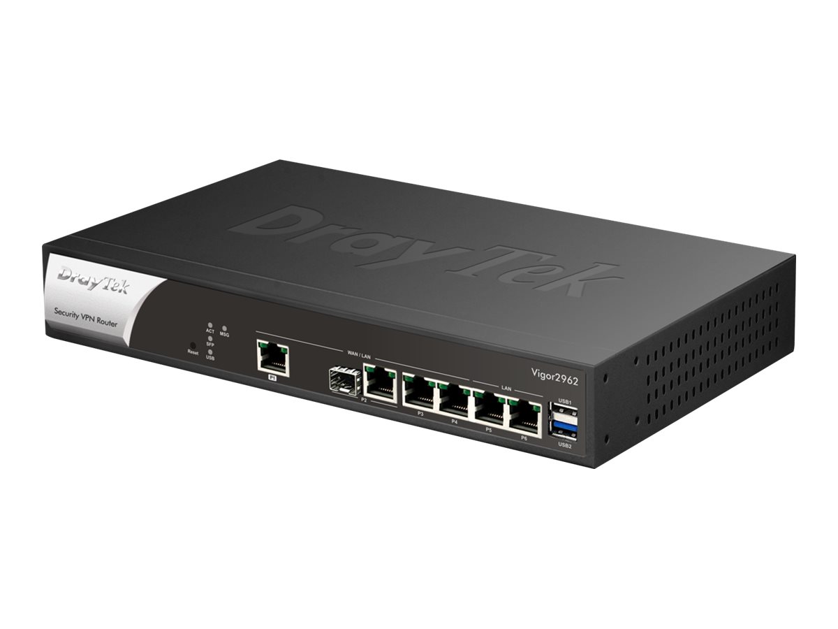 DrayTek Vigor 2962 Dual-WAN Router, 2,5 GbE, an Rack montierbar, Schwarz