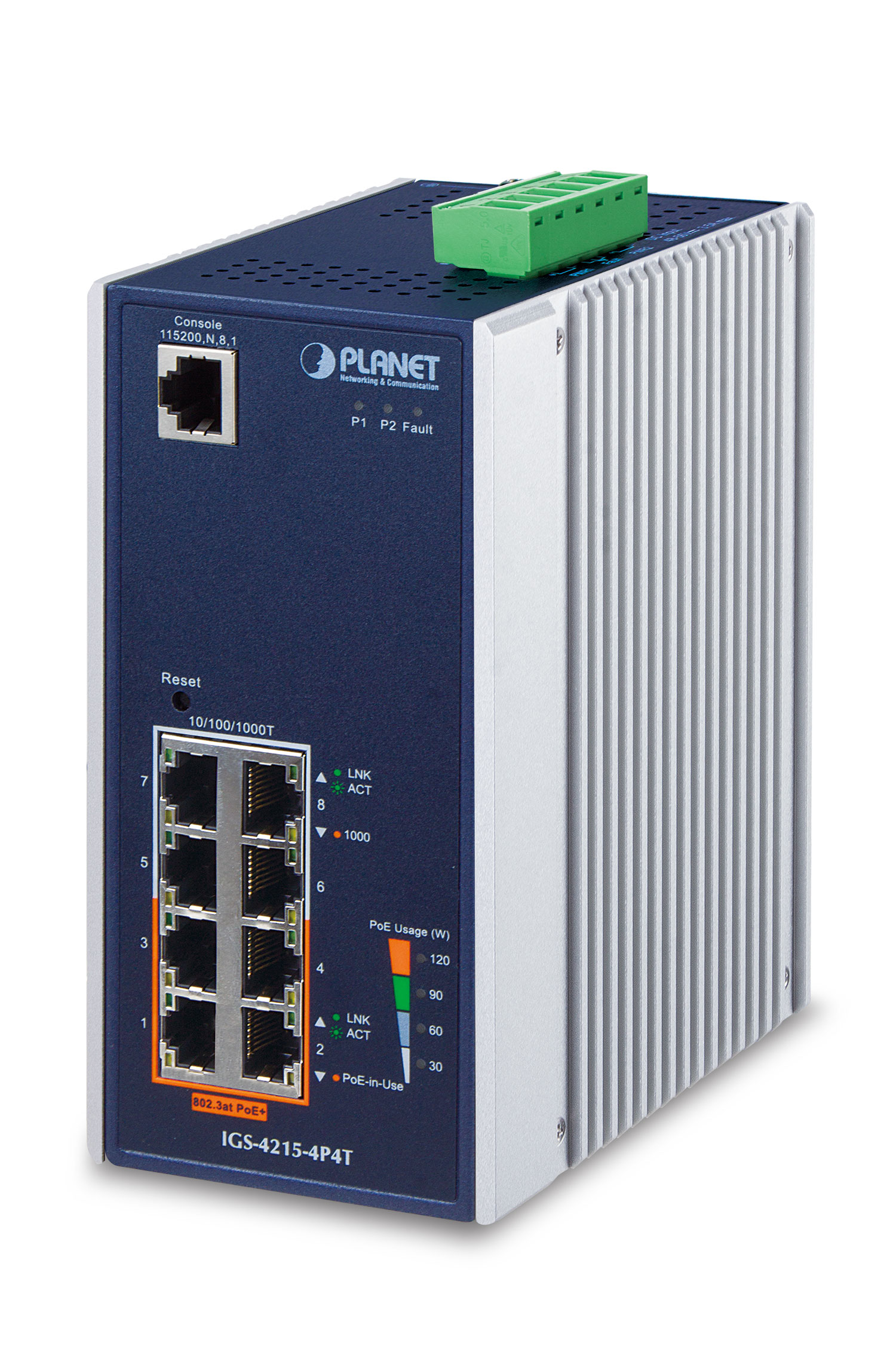 Planet IGS-4215-4P4T Managed Gigabit Switch 8 Port 4x PoE+ DIN-Rail